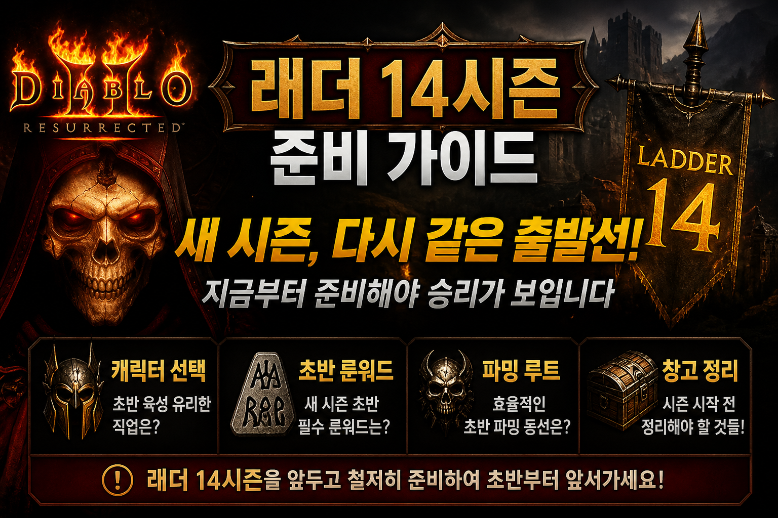 디아2 래더 14시즌 대비 새시즌 준비 가이드｜초반 준비 7가지