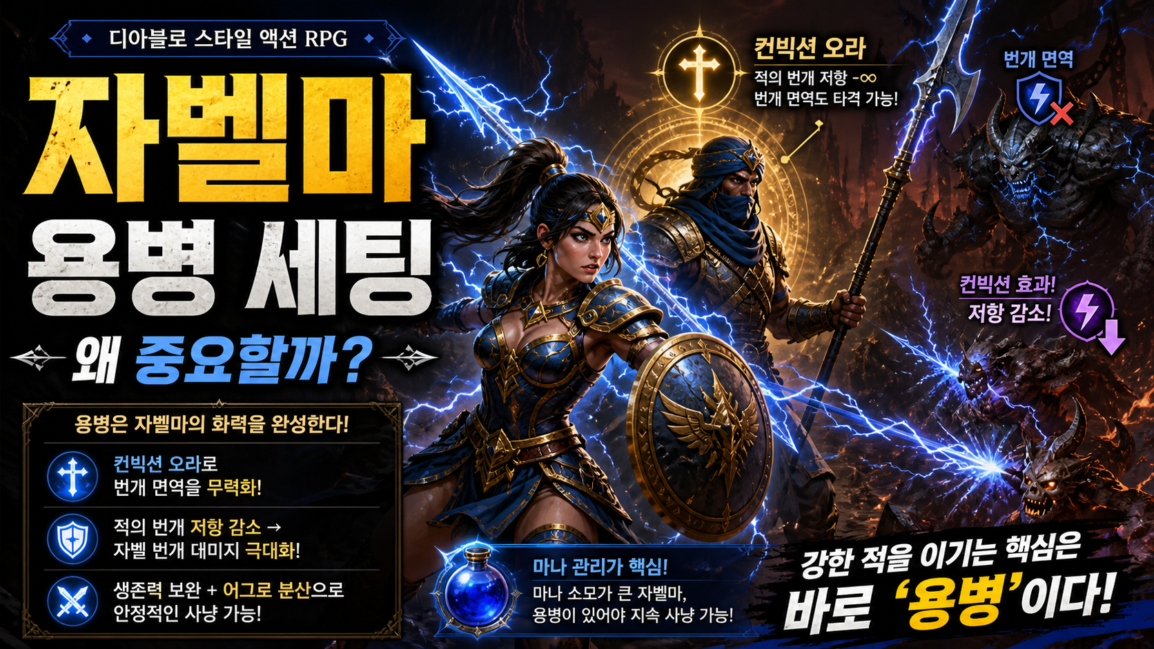 디아블로2 레저렉션 자벨마 용병 세팅 정리｜무공·치료·인내 추천 조합