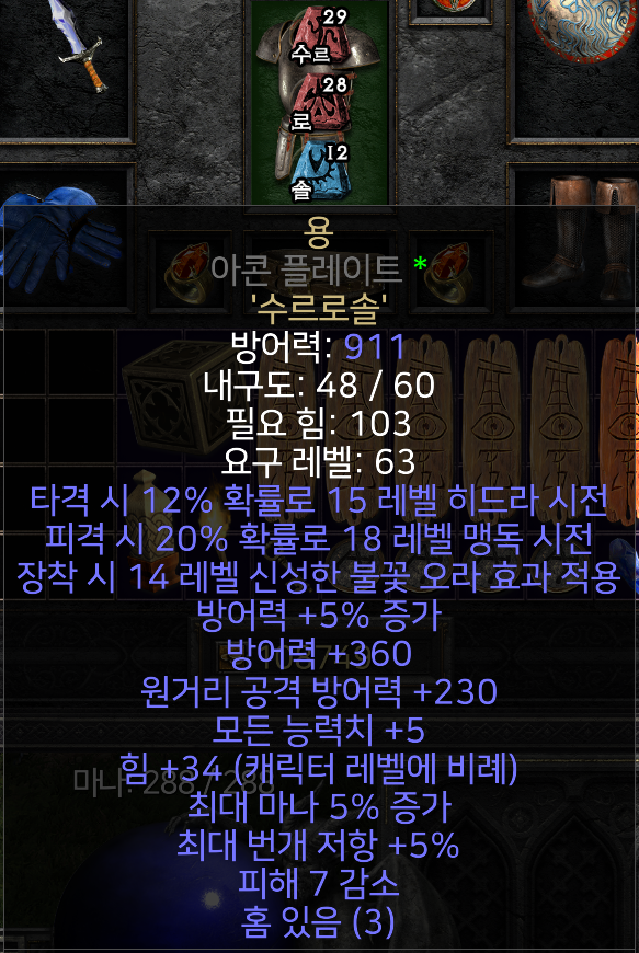 디아2 정손용딘 갑옷